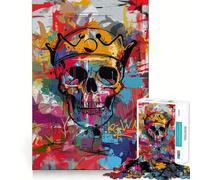 Puzzle de 1000 pièces Crâne avec Couronne Graffiti, Jouet Intelligent pour Adolescents, Passe-Temps à la Maison, découpe précise, Cadeau attentionné 50x75cm