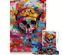 Puzzle de 1000 pièces Crâne avec Couronne Graffiti pour Adolescents, idéal pour se ressourcer et se détendre 38x52cm