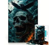 Puzzle de 1000 pièces Crâne, Corbeau et Feu pour Adolescents Jeu de réflexion et de détente Découpe Nette Liste de souhaits du Père Noël 38x26cm