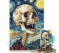 Puzzle de 1000 pièces Crâne dans la Nuit étoilée pour Adolescents Souvenirs, Amélioration, Esprit Calme, Découpe Nette, Œuvre d'art à Collectionner 50x75cm