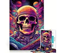 Puzzle de 1000 pièces Crâne dans l'espace pour Adolescents Jeu Intelligent et Convivial Assemblage d'images Pièce d'art 38x52cm