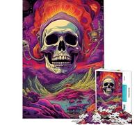 Puzzle de 1000 pièces Crâne de Cannabis Jeu de réflexion pour Adultes Décoration Murale Cadeau Original pour Un Anniversaire ou Noël (Dimensions 38x26cm)