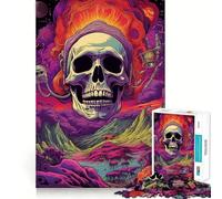 Puzzle de 1000 pièces Crâne de Cannabis pour Adolescents Jeu Stimulant pour Le Cerveau,emboîtement précis,sans espaces,activité relaxante en Groupe à l’intérieur (38x52cm)