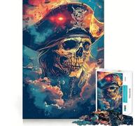 Puzzle de 1000 pièces Crâne de Pirate dans l'espace pour Adultes Jeu de réflexion et de Loisirs Découpe Fine pour Les vœux du Père Noël (50x75cm)