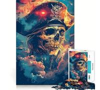 Puzzle de 1000 pièces Crâne de Pirate dans l'espace pour Adultes Puzzle Relaxant et Artistique à Assembler Cadeau Unique (38x26cm)