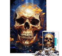 Puzzle de 1000 pièces Crâne doré dans l'eau pour Adolescents Un défi éducatif mais Aussi Un Jeu Amusant et Relaxant pour Les 14 Ans et Plus 38x26cm