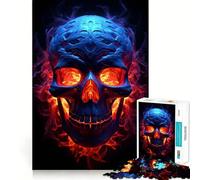 Puzzle de 1000 pièces Crâne en Flammes pour Adolescents Développe la mémoire et Passe-Temps Découpe Solide pour Les vœux du Père Noël 38x52cm