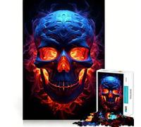 Puzzle de 1000 pièces Crâne en Flammes pour Adolescents, Jeu de logique et de Loisirs, Bords Fins, Cadeau spécial 38x26cm