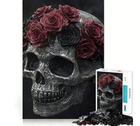 Puzzle de 1000 pièces Crâne et Couronne de Roses pour Adolescents Collection Remémoration, Amélioration, Calme et Art Clair 50x75cm