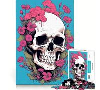 Puzzle de 1000 pièces Crâne et Fleurs pour Adultes, Jeu de logique et de précision, idéal pour Jouer à l'intérieur ou comme Cadeau précieux 38x26cm