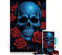 Puzzle de 1000 pièces Crâne et Roses pour Adolescents Jeu de logique Claire Passe-Temps Calme Découpe Parfaite Cadeau Classique 50x75cm