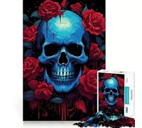 Puzzle de 1000 pièces Crâne et Roses pour Adolescents, Jeu de réflexion, Jouet Anti-Stress, découpe soignée, Cadeau Artistique 38x26cm