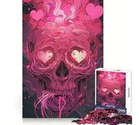 Puzzle de 1000 pièces Crâne Rose et cœurs pour Adultes, Jeu de logique Transparent, Loisir Silencieux, découpe Parfaite, Cadeau élégant (38x52cm)