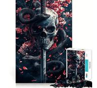 Puzzle de 1000 pièces Crâne, Serpent et Épée pour Adolescents Jeu de réflexion et de détente Découpe Nette Liste de souhaits du Père Noël 38x26cm