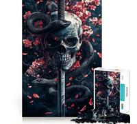 Puzzle de 1000 pièces Crâne, Serpent et épée pour Adolescents Stimule la mémoire, détend l'esprit, œuvre d'art aux Contours Nets 50x75cm