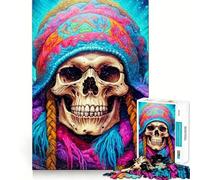 Puzzle de 1000 pièces Crâne Tranquille et Trippant Découpe Précise Jeu Amusant et Défi Mental Jeu de Détente Cadeau d'anniversaire Activité Artistique (38x52cm)