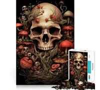 Puzzle de 1000 pièces Crânes et Champignons pour Adolescents, Un Casse-tête Relaxant et Amusant à Assembler, Un Joli Cadeau 38x52cm