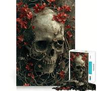 Puzzle de 1000 pièces Crânes et Fleurs pour Adultes, Jeu de logique, Jeu d'intérieur, découpe de précision, Cadeau précieux 38x26cm