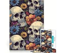 Puzzle de 1000 pièces Crânes et Roses pour Adolescents Amélioration de la mémoire Détente et Amusement garantis Pièce de Collection aux découpes nettes 38x26cm