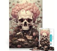 Puzzle de 1000 pièces Crânes, Papillons et Champignons pour Adultes, pour stimuler la mémoire et Partager des Moments de Joie en Famille, Motif à Assembler, Cadeau du Père Noël 38x26cm