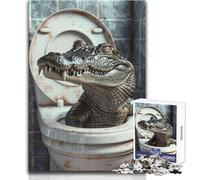 Puzzle de 1000 pièces Crocodile Alligator Toilettes pour Adolescents - Jeu éducatif pour développer la motricité Fine pour Les Occasions spéciales - Dimensions:50x75cm