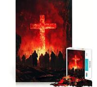 Puzzle de 1000 pièces Croix-Rouge et Figures Sombres pour Adolescents Stimule la Mémoire Calme et Apaisant Qualité Premium (50x75cm)