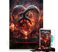 Puzzle de 1000 pièces Cœur brûlant sous Verre Bords Lisses Jeu de Concentration Amusant et Relaxant Cadeau d'anniversaire (38x52cm)
