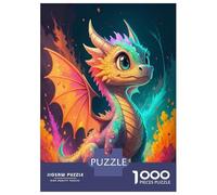 Puzzle De 1000 Pièces Cute Baby Dragon with Colorful Wings Puzzles pour Adultes pour S'amuser en Famille Cadeaux D'interaction Parent-Enfant pour Les Amis Et La Famille 52x38cm/1000pcs