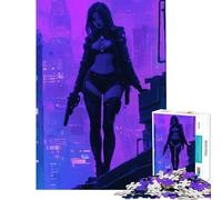Puzzle de 1000 pièces Cyberpunk Cityscape Assassin pour Jeu éducatif défi et Casse-tête Cadeau de décoration Parfait pour Femmes et Hommes (Dimensions 38x26cm)