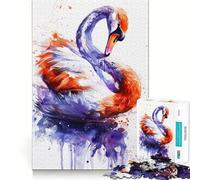 Puzzle de 1000 pièces Cygne Aquarelle pour Adolescents, Jouet cognitif, Loisir Doux, Motif à Assembler, œuvre d'art 50x75cm