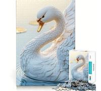Puzzle de 1000 pièces Cygne Blanc sur l'eau pour Adultes Jeu de mémoire Amusant Découpe Nette Pièces Robustes Cadeau Unique pour soulager Le Stress (38x26cm)