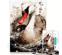 Puzzle de 1000 pièces Cygne coloré Peinture Puzzle pour Adultes Jeu de mémoire Montage Lent et agréable Cadeau créatif 38x26cm