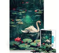 Puzzle de 1000 pièces Cygne dans Un étang de nénuphars pour Adolescents améliore la mémoire, se détend et s’Amuse Un Cadeau Unique aux Bords Nets 38x52cm