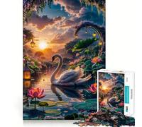 Puzzle de 1000 pièces Cygne dans Un lac Divin pour Adolescents, Jeu de réflexion, Moment de Paix, Finition de qualité, 38x26cm