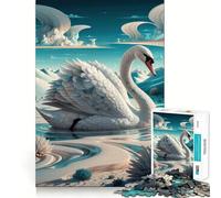 Puzzle de 1000 pièces Cygne dans Un Paysage surréaliste pour Adolescents Stimule la mémoire Amusant et Relaxant Bords précis Cadeau attentionné 50x75cm