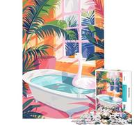 Puzzle de 1000 pièces Cygne dans Une Baignoire avec Plantes Tropicales Jeu éducatif Stimulant pour Un Anniversaire (Dimensions 75x50cm)