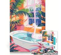 Puzzle de 1000 pièces Cygne dans Une Baignoire avec Plantes Tropicales pour Adultes, Jeu de logique et de réflexion, détente et créativité, 38x26cm