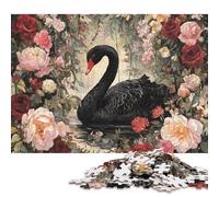 Puzzle de 1000 pièces - Cygne élégant Parmi Les Fleurs - Puzzle carré en Bois créatif pour Adultes - Cadeau de Noël - 1000 pièces (75 x 50 cm)