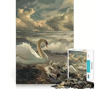 Puzzle de 1000 pièces Cygne et Famille pour Adolescents, idéal pour stimuler l'esprit, Partager Un Moment de complicité et réaliser des œuvres d'art de précision 38x26cm