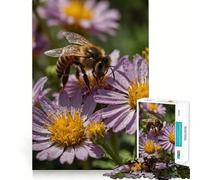 Puzzle de 1000 pièces d'abeille sur fleur violette, découpe précise, amusant à penser, ralentit le temps, est un superbe élément de décoration de Noël pour la maison (38 x 52 cm)