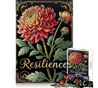 Puzzle de 1000 pièces Dahlias éclatants avec Cadre doré Symbole de résilience pour développer Ses capacités cognitives Un Passe-Temps agréable et Un Cadeau de Noël Unique grâce à sa Fermeture Solide