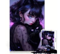 Puzzle de 1000 pièces Dame aux Chats Gothique et fantaisiste pour Adultes, Cadeau, Divertissement intellectuel, détente, découpe Fine, Surprise de Noël (38x26cm)