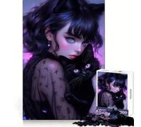 Puzzle de 1000 pièces Dame aux Chats Gothique et fantaisiste pour Adultes, idéal pour stimuler la réflexion et se détendre, Cadeau de Noël idéal (38x52cm)