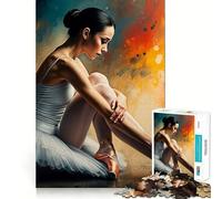 Puzzle de 1000 pièces : Danseuse de ballet en tutu,triste avec des éclaboussures de peinture Jeu de découpe sans couture,créatif et amusant,idéal pour les loisirs et les fêtes de fin d'année (50x75cm)