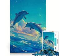Puzzle de 1000 pièces Dauphin à l'aquarelle Activité ludique et stimulante pour renforcer Les Liens familiaux Emboîtement Parfait sans espaces (38x26cm)