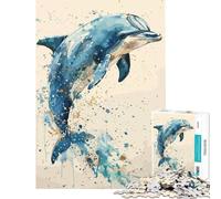 Puzzle de 1000 pièces Dauphin Aquarelle Jouet éducatif pour Apprendre et s'amuser Jeu Impossible Idée Cadeau pour Un Anniversaire ou Un séjour à la Maison (Dimensions 38x26cm)