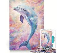 Puzzle de 1000 pièces Dauphin Joueur pour Adolescents Améliore la mémoire Loisirs faciles Découpe Ferme Décoration Murale (38x52cm)