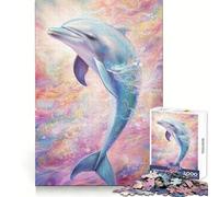 Puzzle de 1000 pièces Dauphin Joueur pour Adolescents Améliore la mémoire Loisirs faciles Découpe Ferme Décoration Murale (38x52cm)