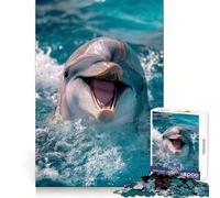 Puzzle de 1000 pièces Dauphin Souriant dans l'océan pour Adolescents Jeu de logique Claire Passe-Temps Calme Découpe Parfaite Cadeau Classique 38x52cm