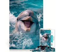 Puzzle de 1000 pièces Dauphin Souriant dans l'océan pour Adolescents Jeu de logique Claire Passe-Temps Calme Découpe Parfaite Cadeau Classique 38x52cm